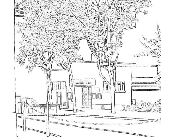 La rue de colmar dessinée à l'encre de Chine