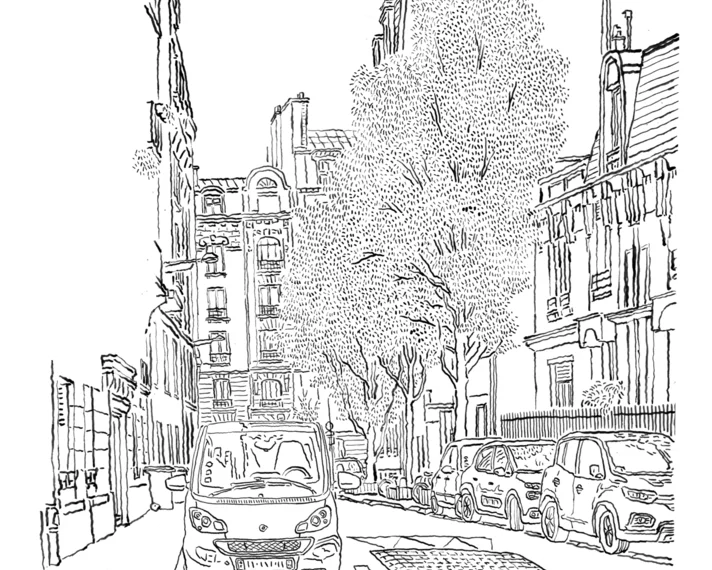 La rue du lieutenant Heitz à l'encre de Chine